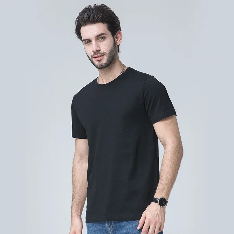 Wholesale China plain Classic Round Neck Blank organic cotton tshirts custom 3d embossed logo printing bulk polyester t-shirts