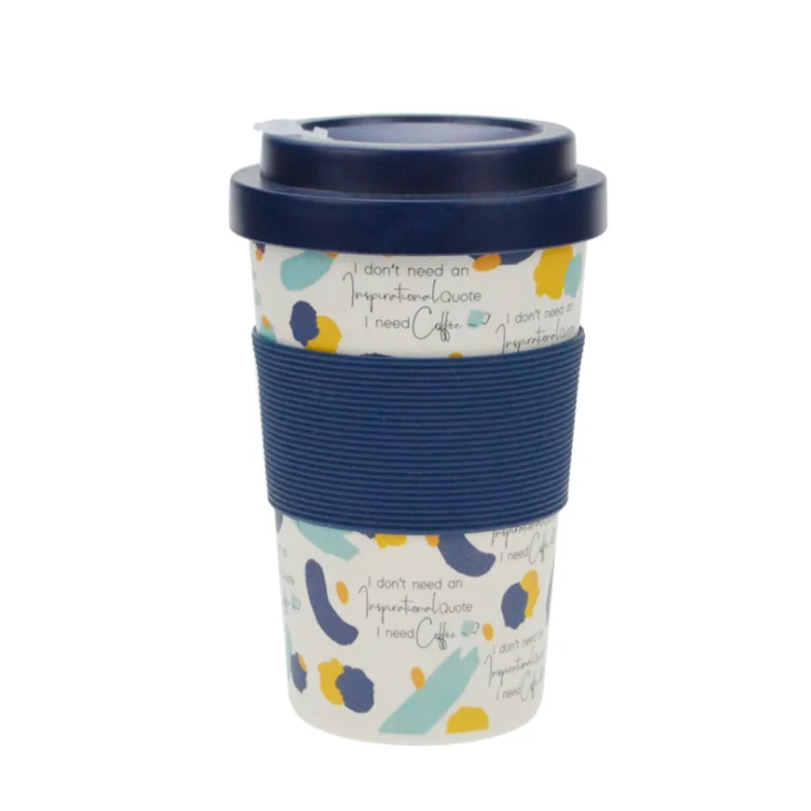 100% natural biodegradable custom eco friendly keep takeaway  bamboo fiber reusable coffee cup to go with bamboo lid
