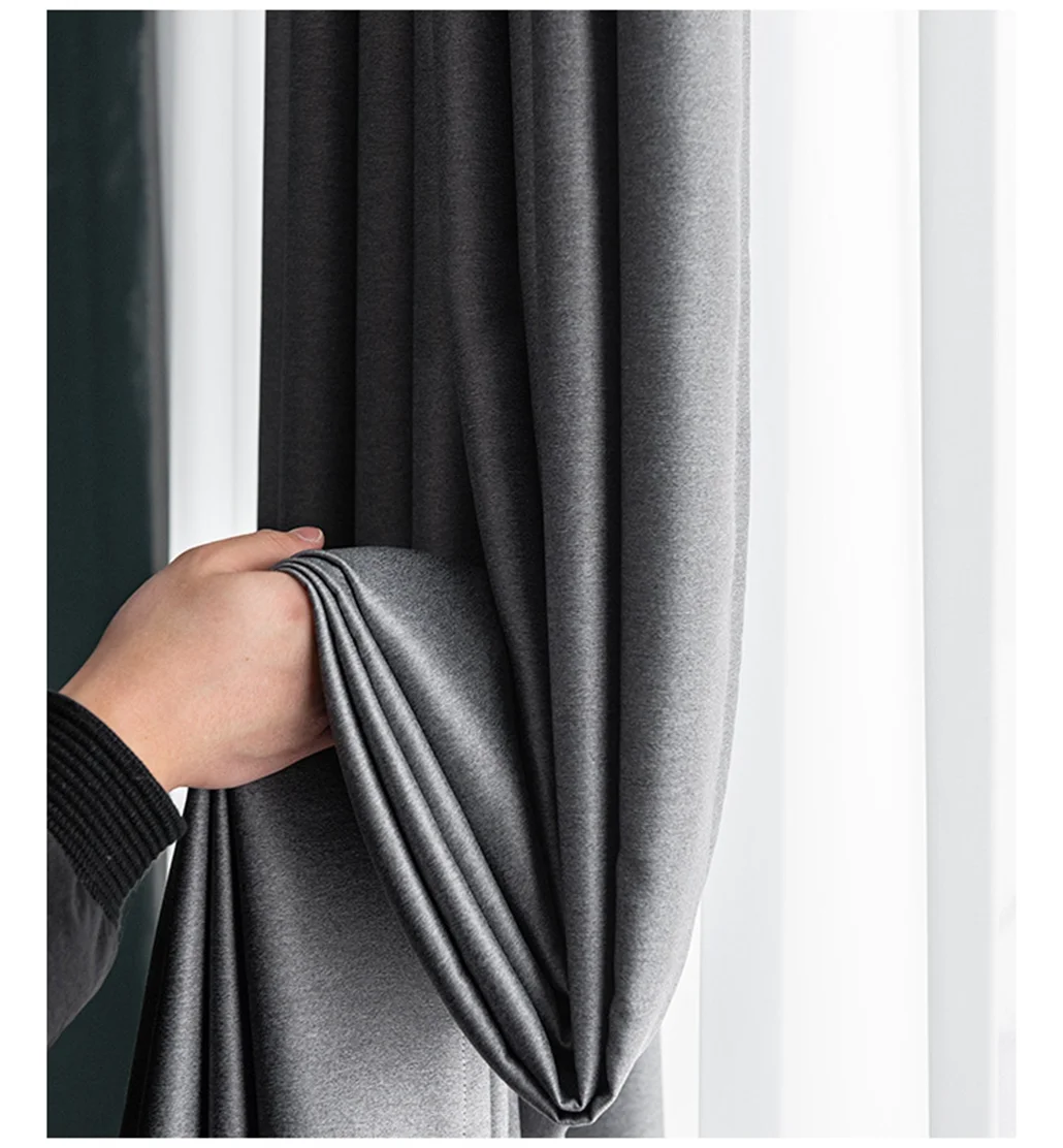 
Factory supply simple style two sides same looking 100% blackout plain curtain fabric  (60797171877)