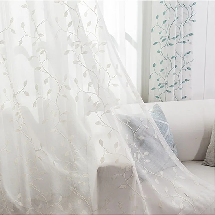 White Luxury Embroidery Sheer Curtains For Living Room  Windows Curtain Tulle Voile Door Drapes