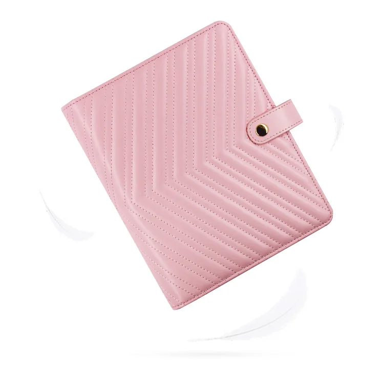 A5 Binder Leather Black Quilted Pu Logo Budget Dividers 6 Ring A5 Empty Leather Binder Planner Cover