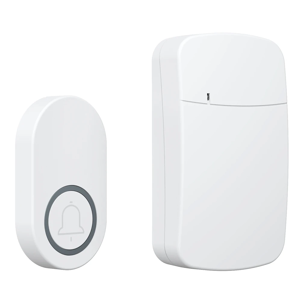 QX-101 White Battery 1 Push Button 1 Receiver Wireless 38 Chime 90DB 200M IP44 Outdoor Waterproof Doorbell