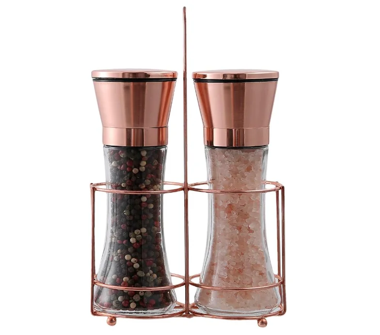 Ручная розовая соляная мельница Солонка и перцовая с регулируемой грубой медной нержавеющей стали набор мельниц для соли перца