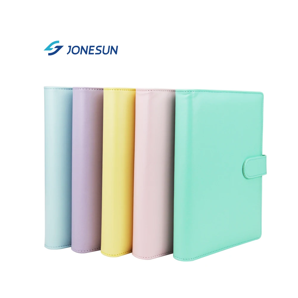 Wholesale Notebook 6Rings Spiral Business Planner Work Agenda Budget Macaron Candy Color PU Leather Cover A5 A6 Binder