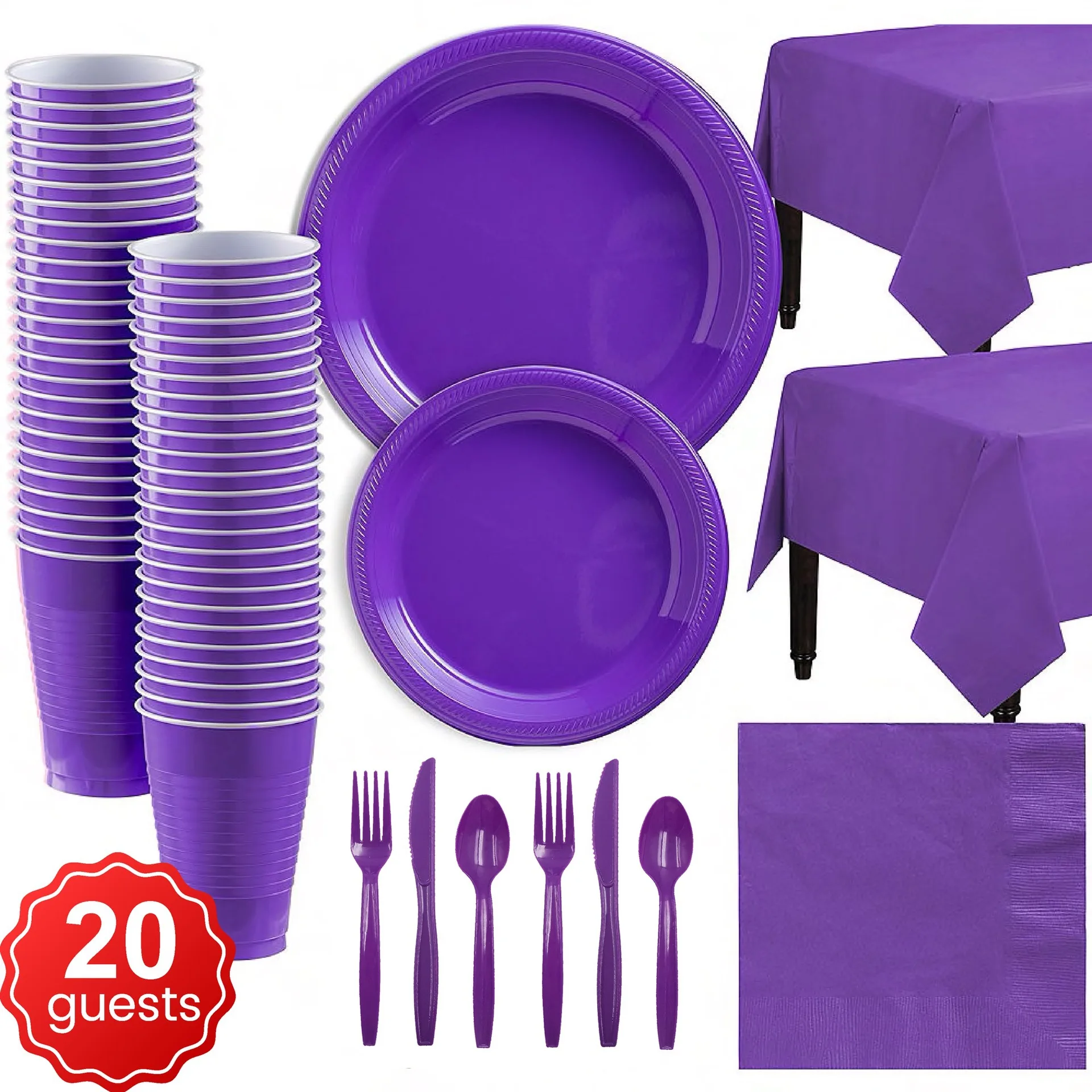 Single color party set disposable plastic plates and cups birthday party decoration for 20 people