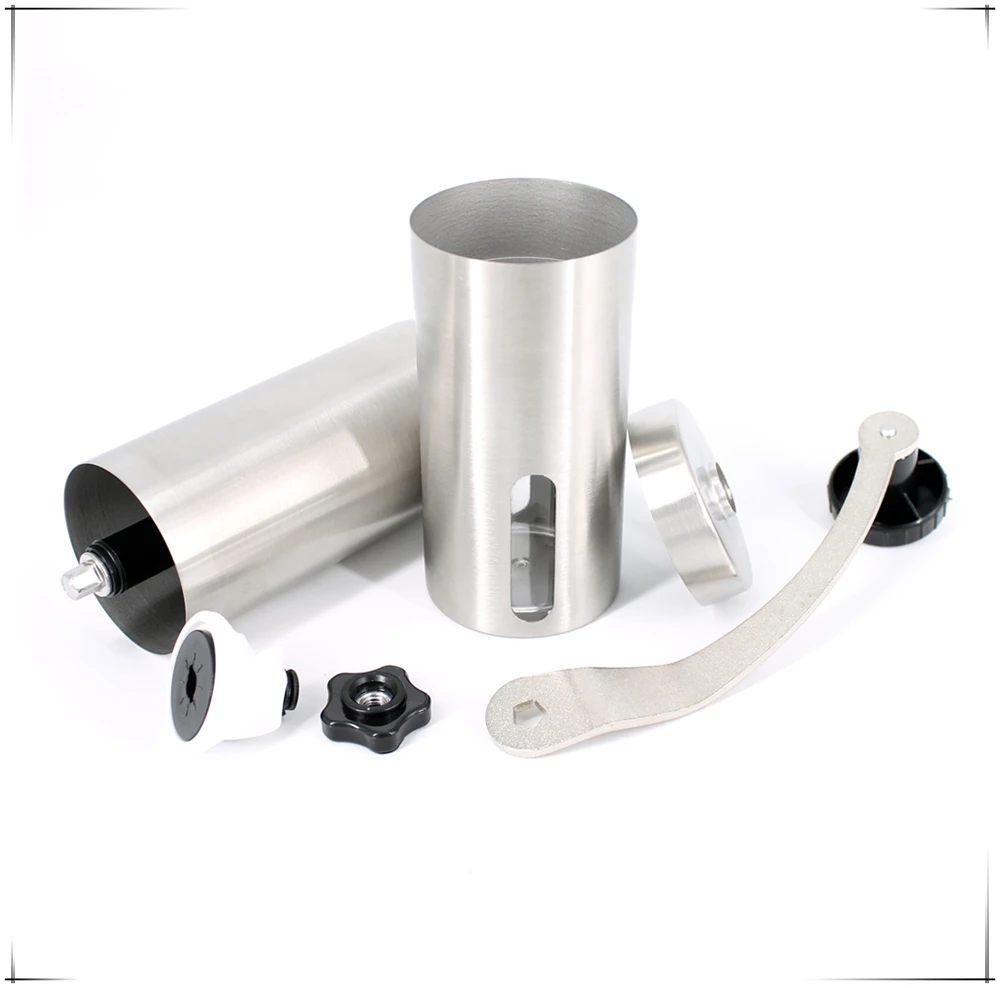 hand crank stainless steel manual coffee grinder with screw topside