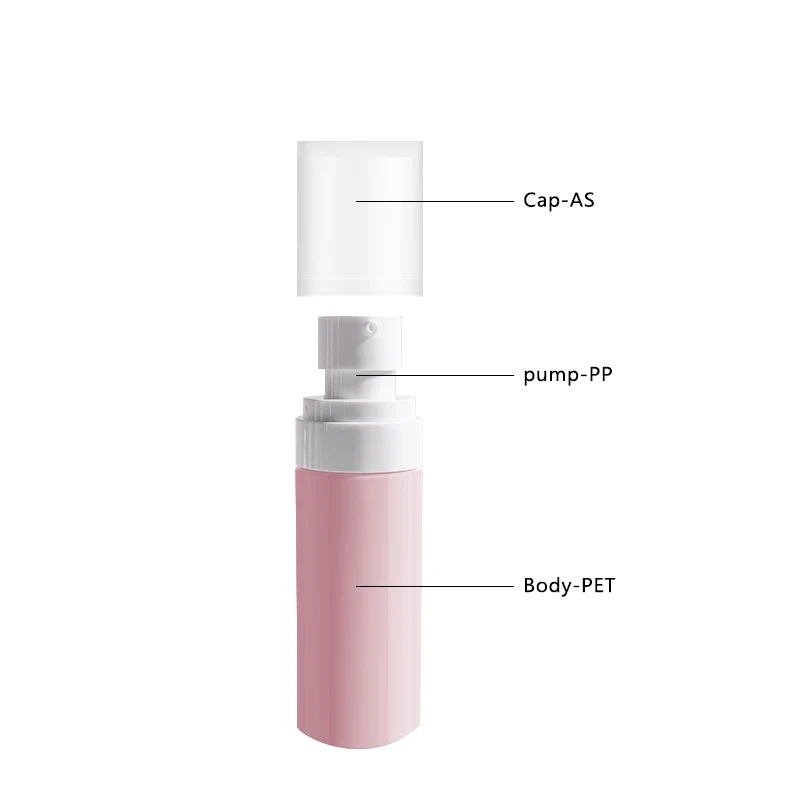 wholesale 60m 80ml 100ml airless pump bottle spray bottle cute packaging pump bottle with pink pump and lid