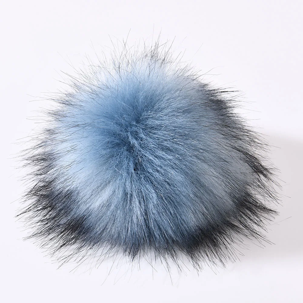 High Quality 13-18 cm Snap On Accessories Fake Raccoon Fur Ball Wholesale Faux Fur Pom Poms Balls