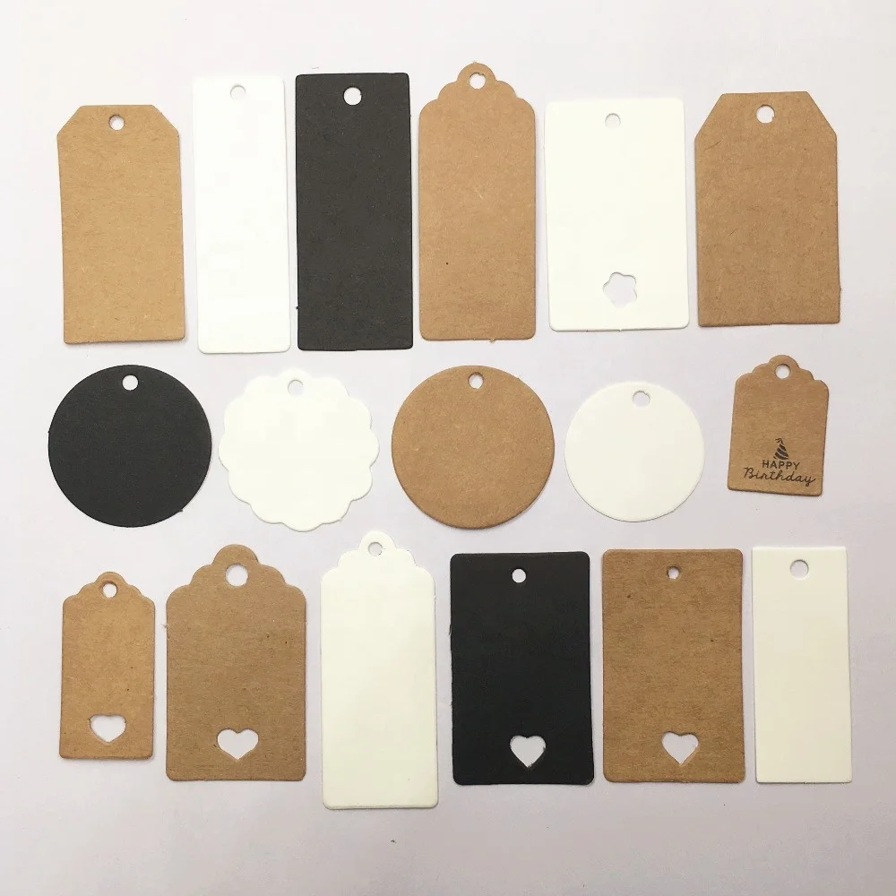 Paper Digital Rfid Clothing Price Tag Labels Scalloped Edge Wedding Party Kraft String Gift Sets Hang Garment Tags for Clothes