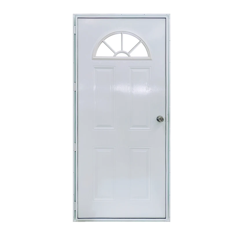 SIX PANEL STEEL OUT-SWING single DOOR WITH SUNBURST WINDOW 36X80 inch