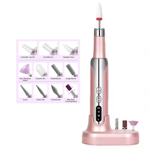Rechargeable Lightweight Nail Drill Machine Cordless Electric Nail Drill Set Nail Polisher for Manicure Pedicure Acrylic Gel