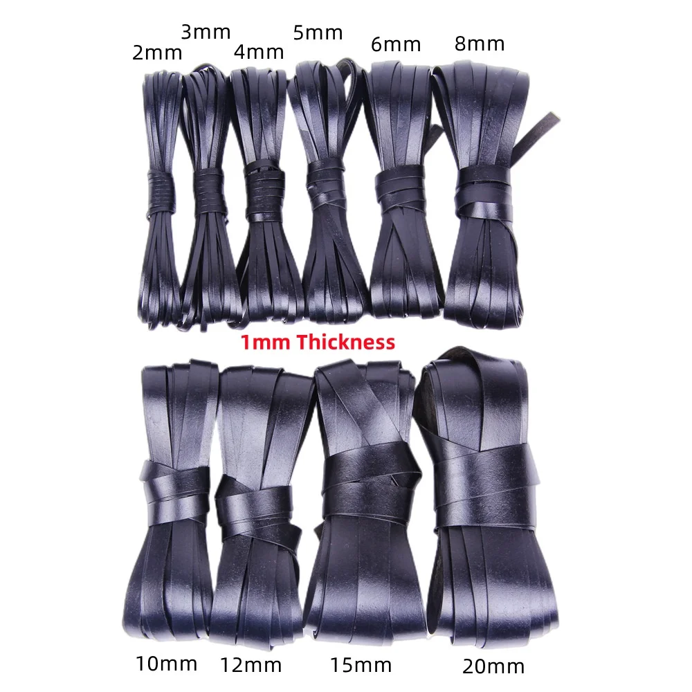 3mm wide flat leather lace black genuine cowhide leather cord for shoe laces decoration