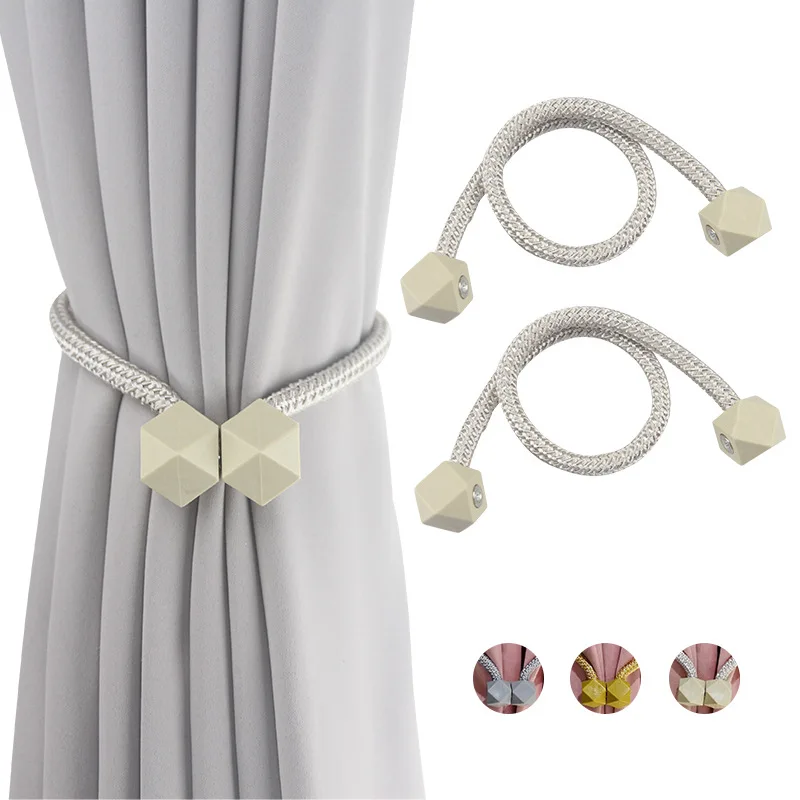 Magnetic Curtain Tiebacks Decorative Curtain Holdback Rope Convenient Tie Backs Strong Magnet Curtain Holder Clips
