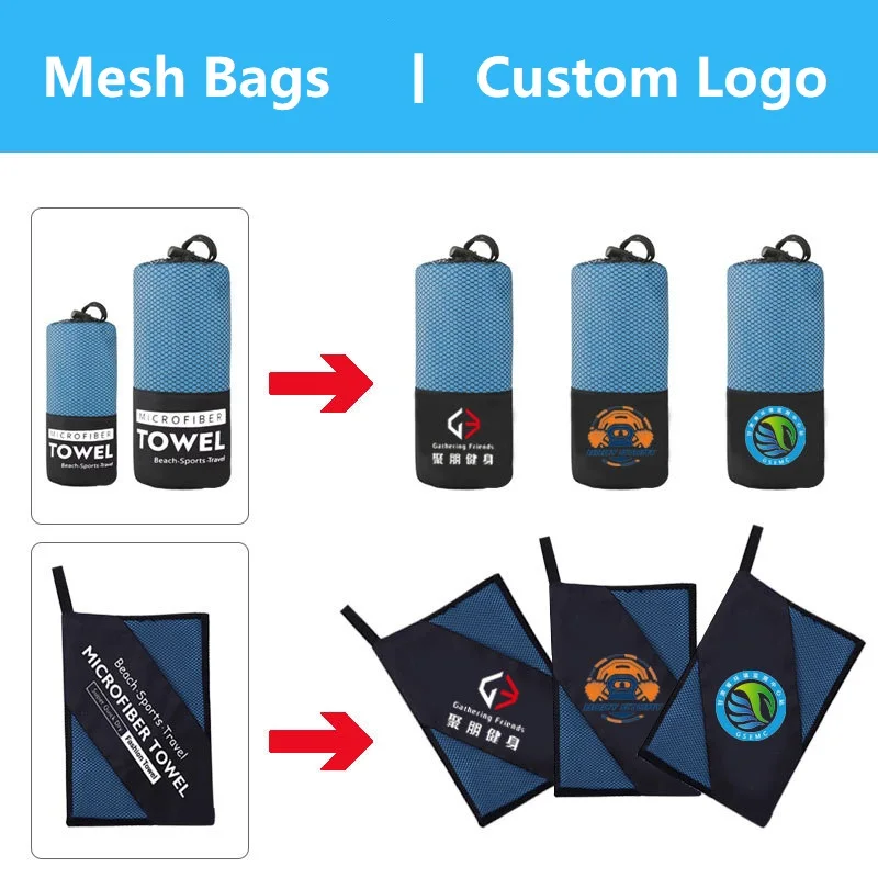 Custom Prints Design Logo Soft Quick-Drying Double-Sided Plush Microfiber Suede Yoga Fitness Beach Swimming Sports Gym Towel Set