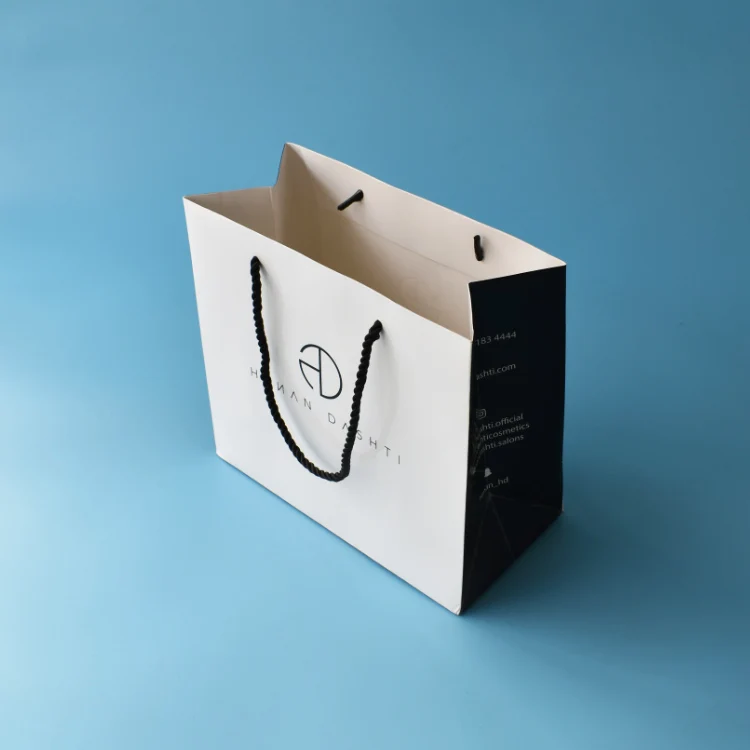 Luxury Strip Handbag Rope Handle Boutique Shopping Packaging Customized Printed Euro Paper Gift Bags With Logo
