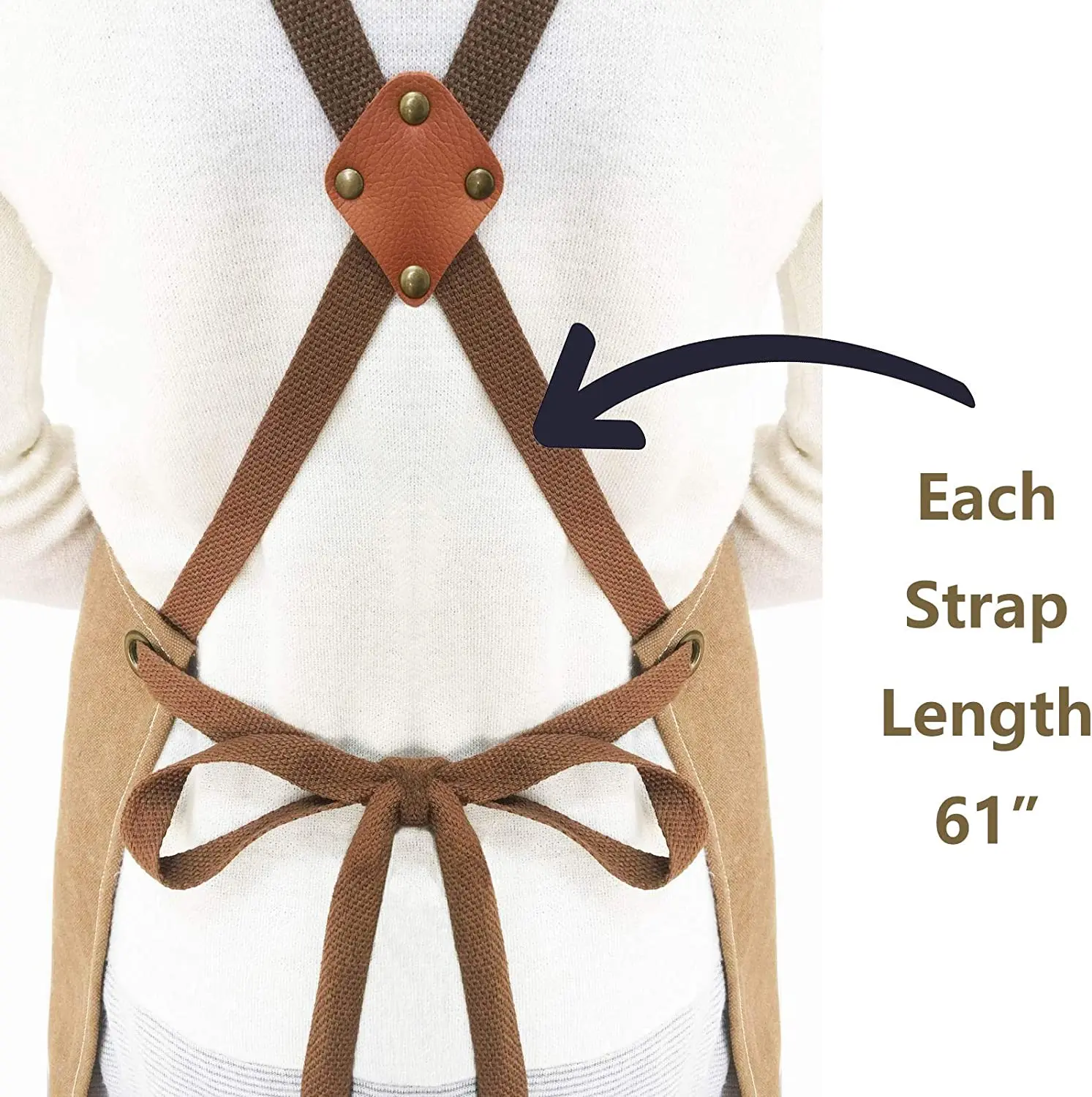 Custom logo  Cross Back Leather Strap Washed Cotton Canvas Tool Work Kitchen Cooking Baking Chef Apron