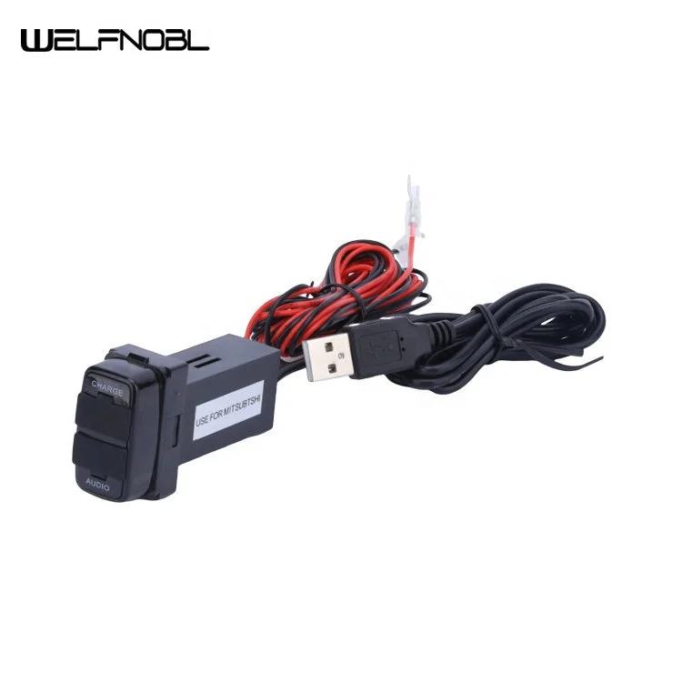 Water Dust Proof Power Adapter Audio 12V 24V 2 Ports Car USB Charger Socket For MITSUBISHI