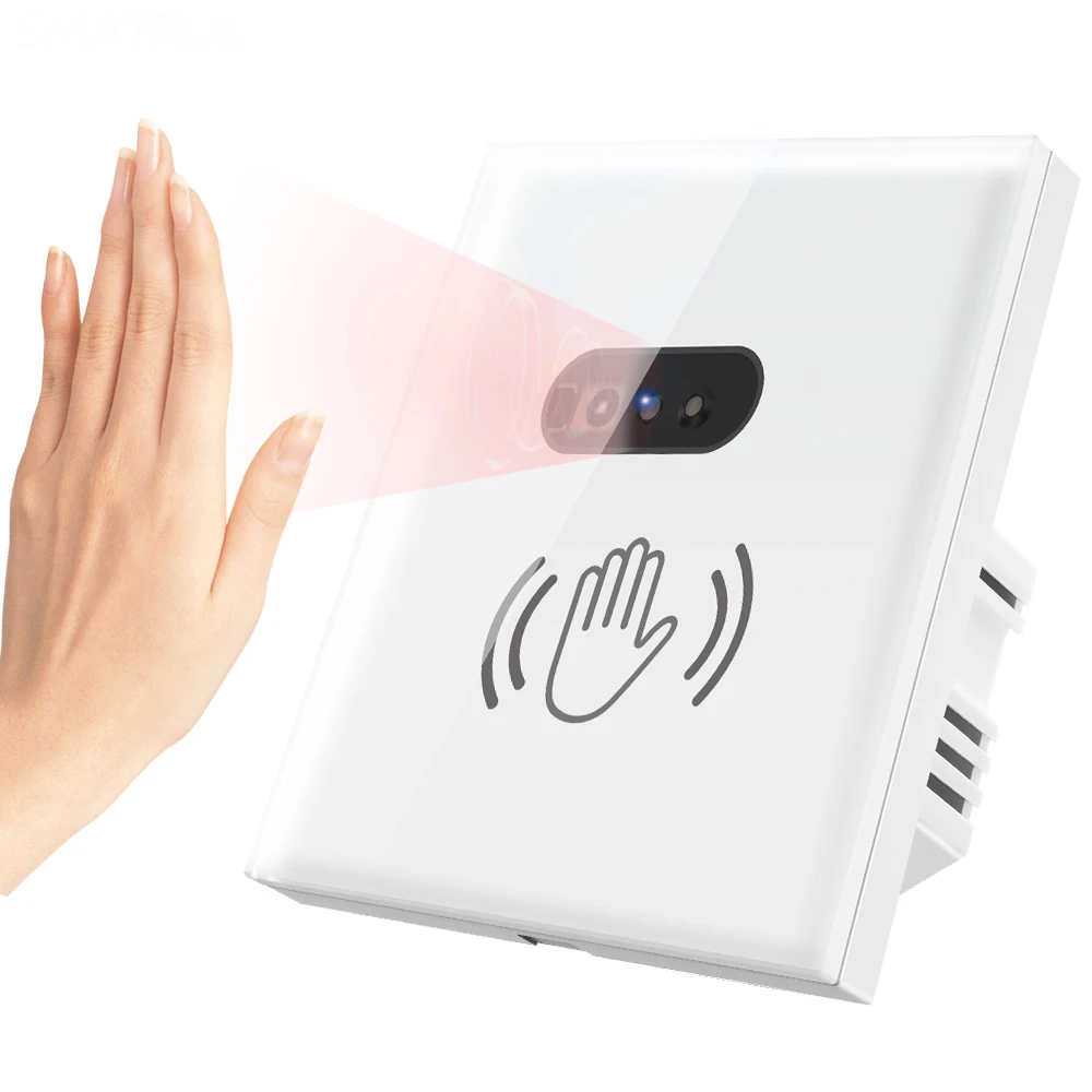 Wall Smart Light Switch Infrared Sensor No Need To Touch Glass Screen Panel On Off EU UK 110V 220V 10A Electrical Power