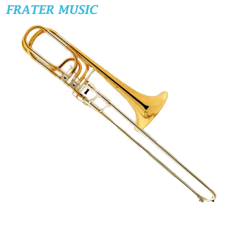 High grade Gold lacquer Bb/F/Eb/G&Bb/F/Eb/Gb key/tone Bass Trombone with in-line rotary valve (JTB-620)