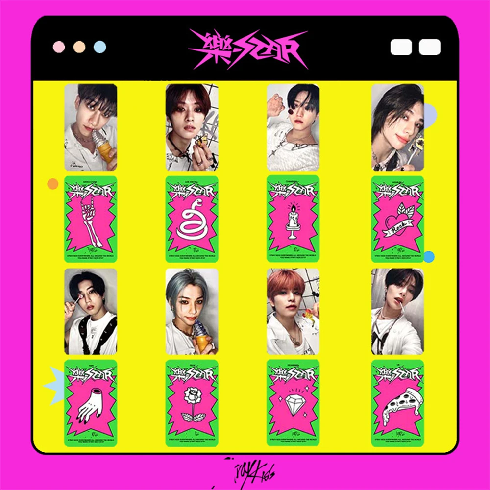 8 sets of KPOP rock star album photo cards for homeless children, double-sided postcards, Leeknow Bang Chan Hyunjin Felix Lomo 6