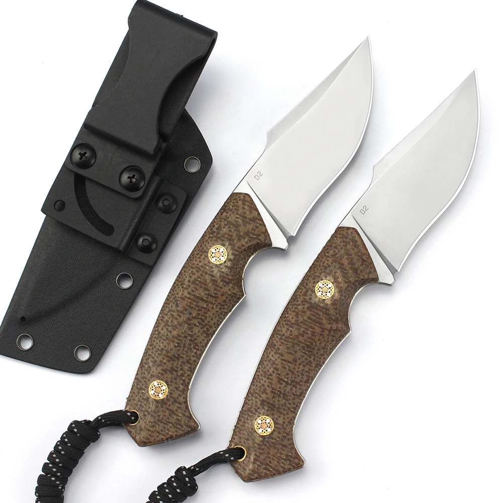 Персонализированная Ручка Micarta D2 Сталь уличный Тактический охотничий нож с фиксированным лезвием Kydex