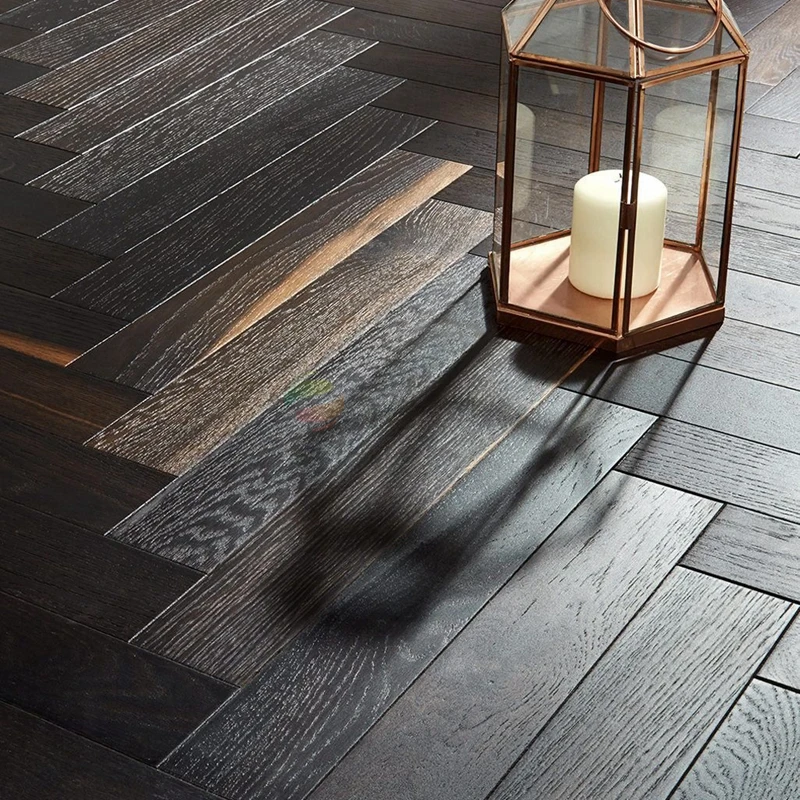 100% European Economic price black oak herringbone laminate Floor