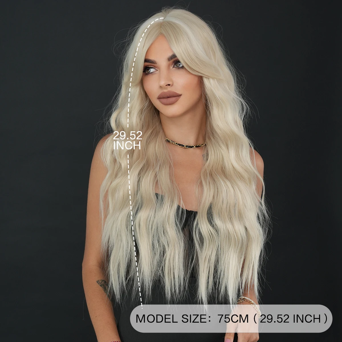 613 Light Blonde Extra Long Curly Wig Middle Part Super Long Body Wave Wig Synthetic Fibre Hair Wig for Daily Cosplay 30 Inch