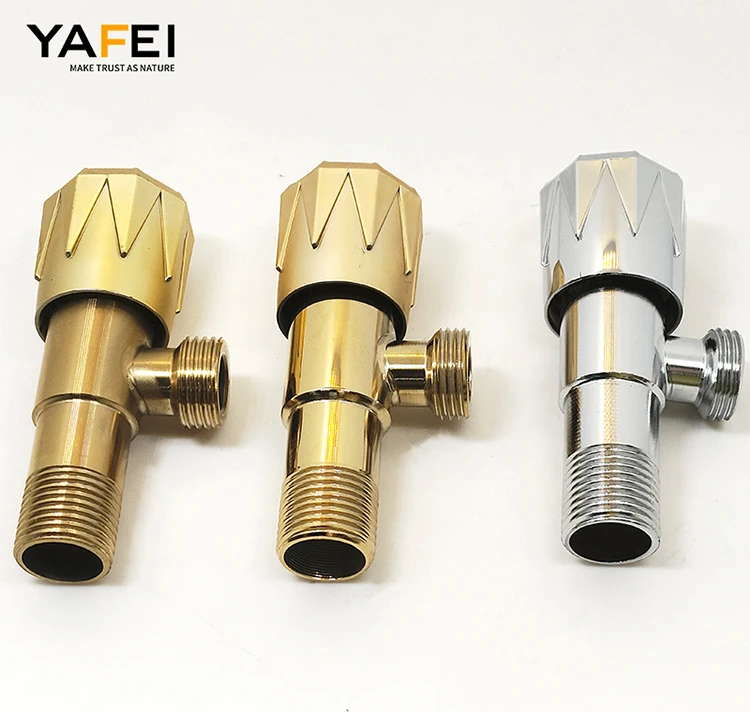 Durable copper core plastic hand wheel angle valve 1/2' Shut off water stainless brushed angle stop valve for toilet faucet