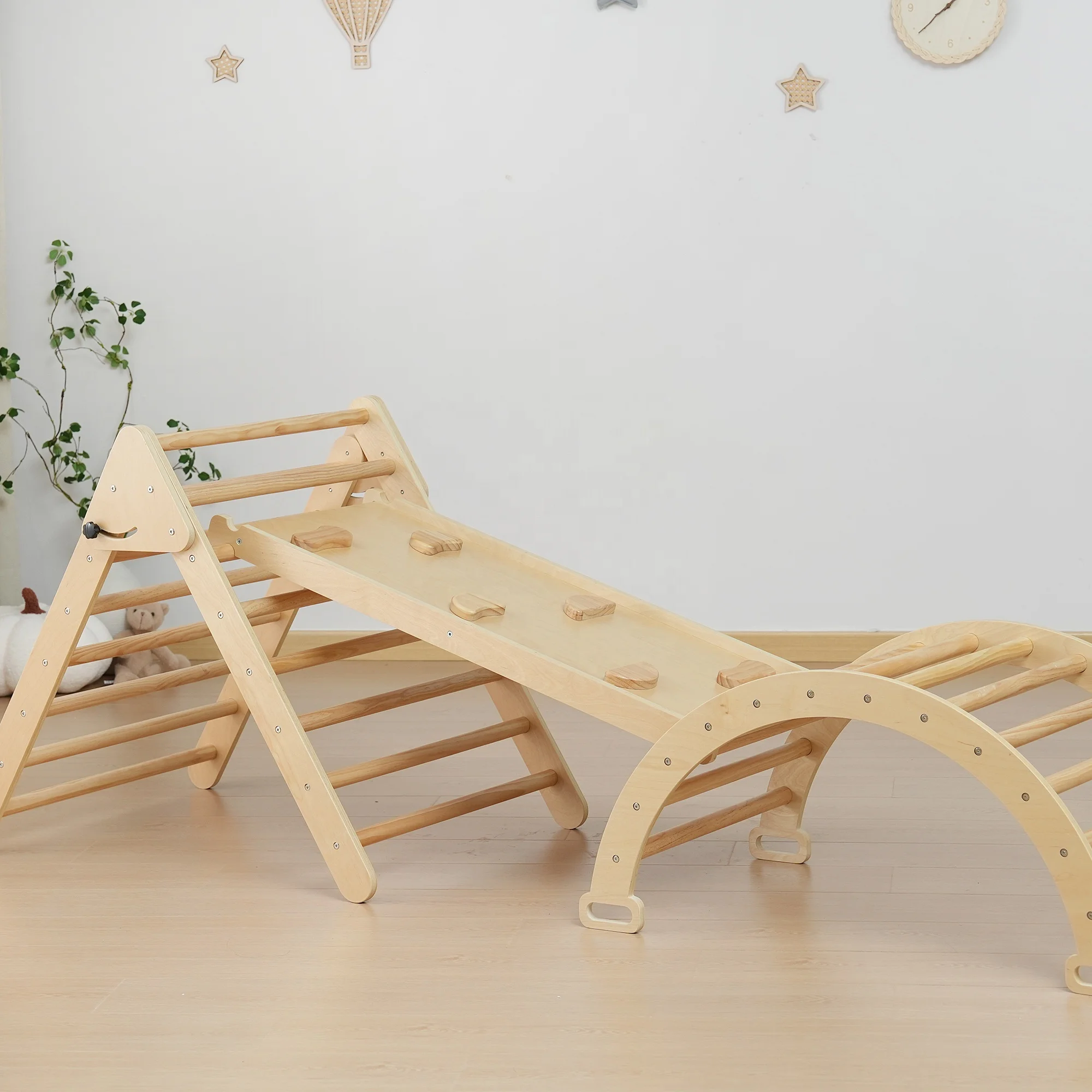 Деревянная детская треугольная альпинистка с рампой для занятий спортом в помещении игрушечный набор скалолазания
