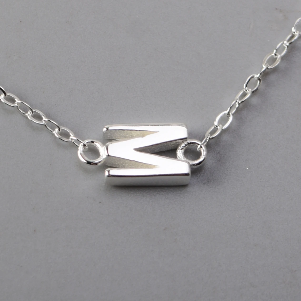 Personalized 925 Mini Charm Sideways Gold Plated Custom Alphabet Silver Initial Letter Necklace