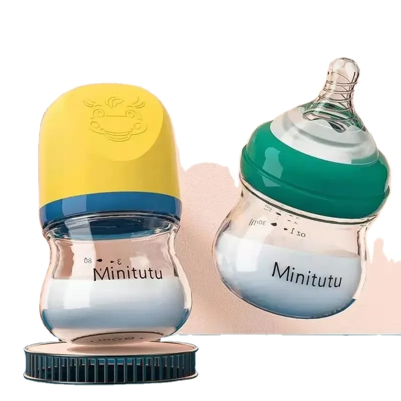 Hot Selling Baby Products Wide Neck Borosilicate Glass Baby Bottle Organic Feeding Bottle For Newborn Baby