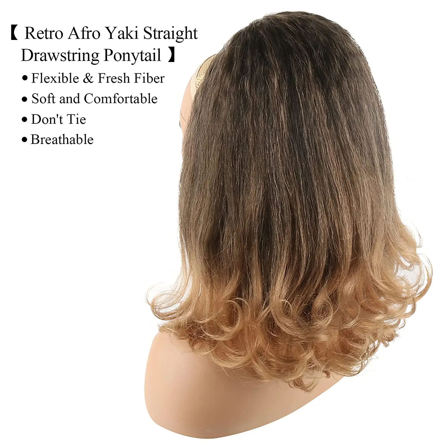 G&T 7 Colors Ponytail Extension Sthetic Hair Pieces for Black Women, Short Kinky Curly Yaki Ponytails (14 inch)