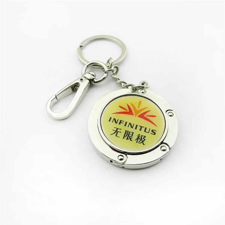 Custom Creative Table Top Folding Hook Handbag Key Chain Holder Metal Bag Hanger