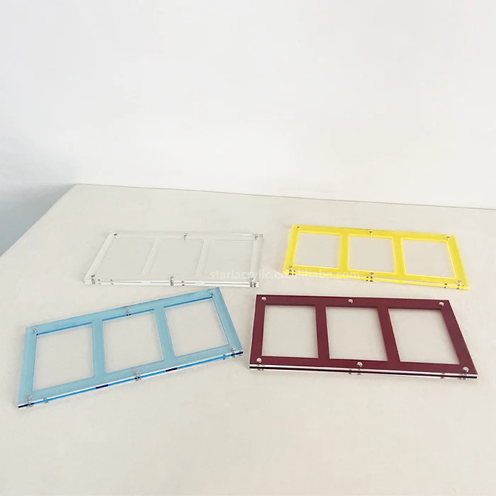 Customize Acrylic Card Display Stand Magnetic Clear Acrylic Triple Cards Display Frame Case