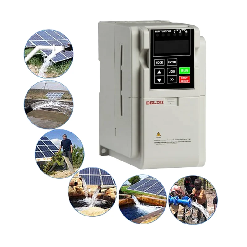 DELIXI Solar Pump Inverter VFD 3 Phase Single Phase 220v solar inverter 1.5kw for irrigation