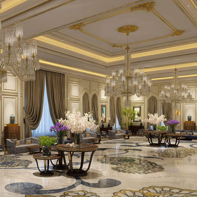 Luxury Rectangle Flower Waterjet Marble Designs Floor Medallion Pattern Tiles For Villa Lobby Hotel Projects