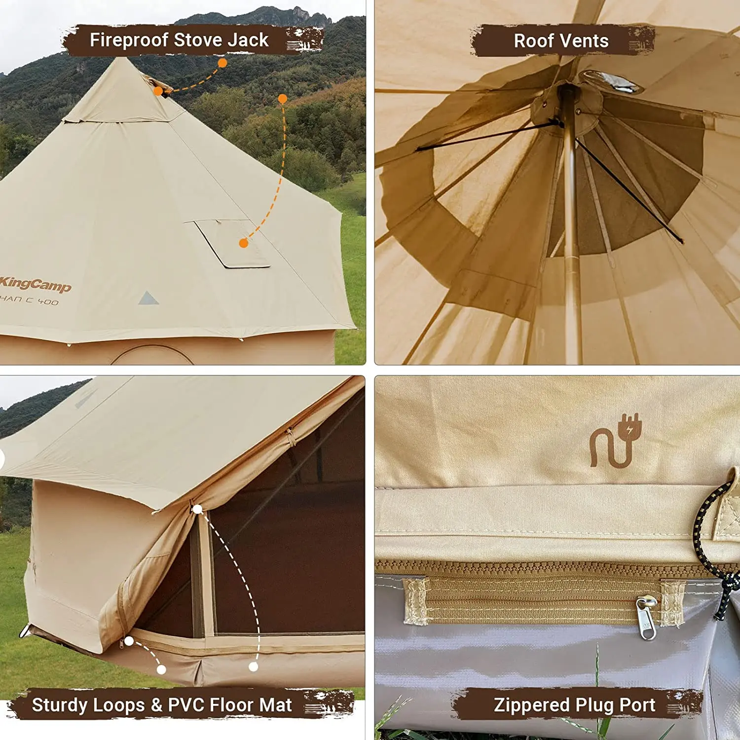 HOT China 5000 Waterproof Zipper Polyester Adult Pvc Steel All Season Stove Cotton Family Bell Heavy Large Camp Camping Tent