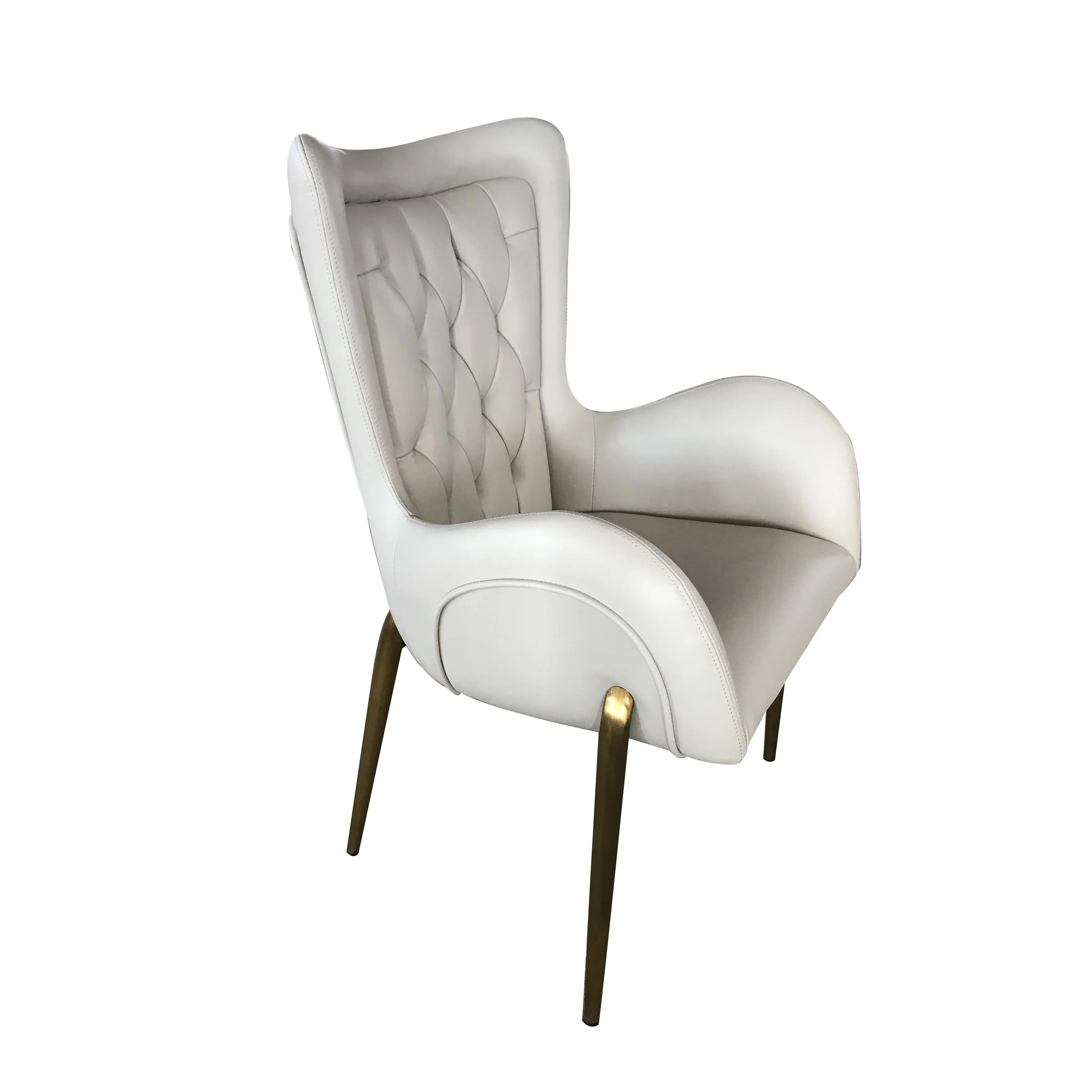 Wedding event party restaurant furniture fabric armrest dining chair Italian style chair with stainless steel legs