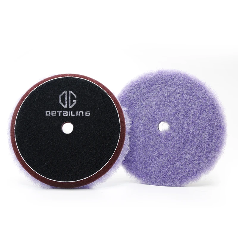 
Car Detailing Tool 6 inch Purple Color Lamb Wool Buffing Pad for Dula Action Polishing Machine 