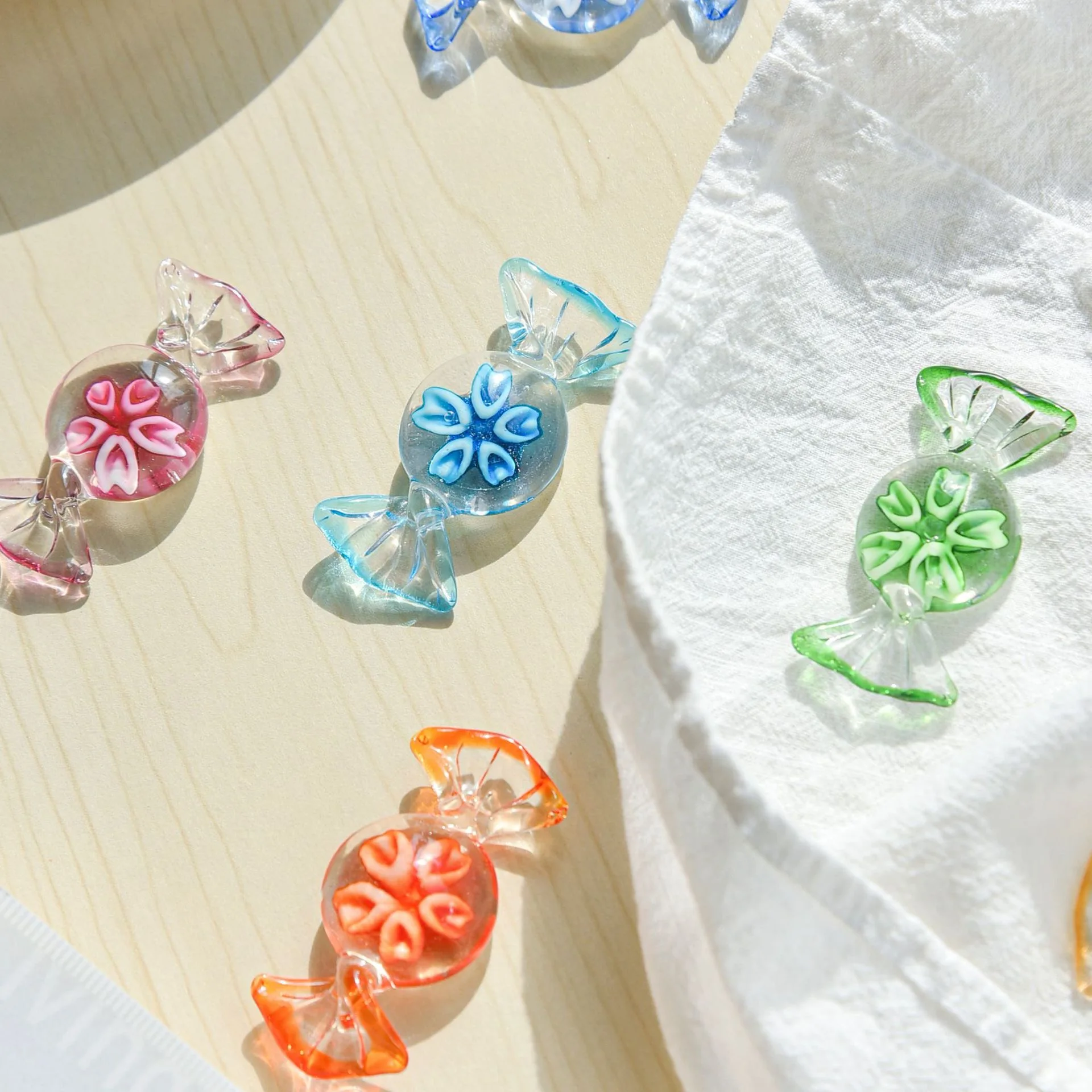 Best Selling Christmas Candy Decoration mini handmade glass candy mix color christmas gift