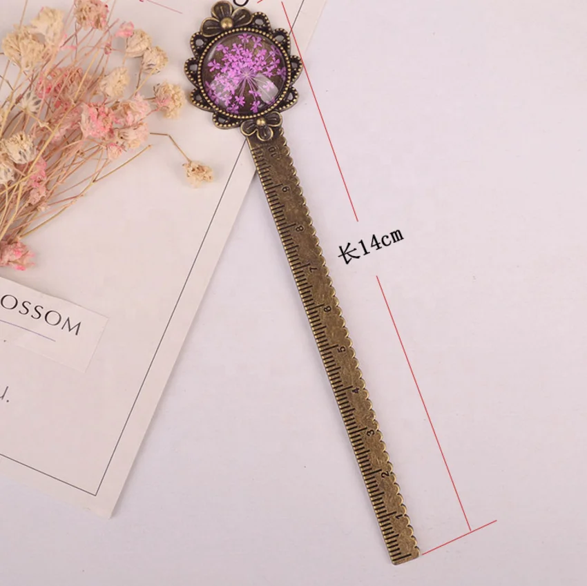 
3d засушенные цветы Luyun, линейка из сплава в стиле ретро, Закладка 