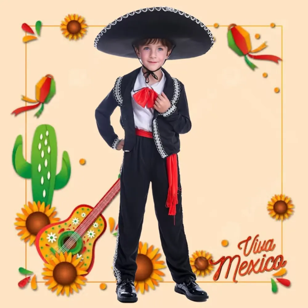 Best Sells Boys Traditional Mexican Ethnic Mariachi Amigo Matador Dancer Kids Halloween Carnival Party Costumes