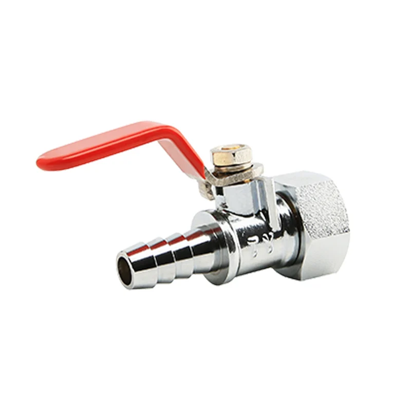 
1/4 Inch Male Thread And 9mm Hose Barb Brass Material Chrome Plated Air Ball Valve For Air Control 