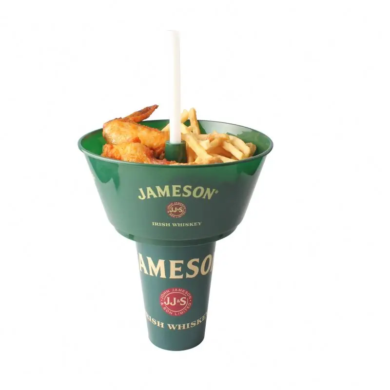 Innovative food tray grub tub with 32 OZ PP beverage cup popcorn and snack tray fit on different cups and bottles