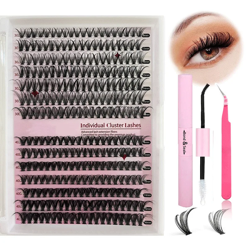 Lash Factory Wholesale Private logo package 0.05 thin base Private Label Pre Cut diy cluster lashes Hand Made Fan Eyelashes