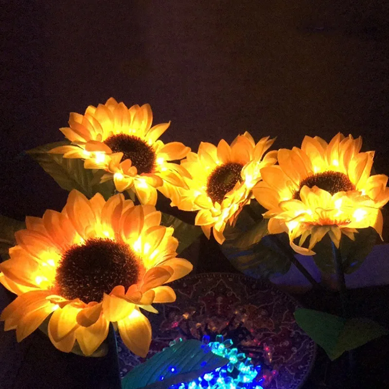 Outdoor Sunflowers Outside Garden Lawn Light Waterproof Solar Sunflower Flowers Pathway solar Light For Patio Yard Decoration