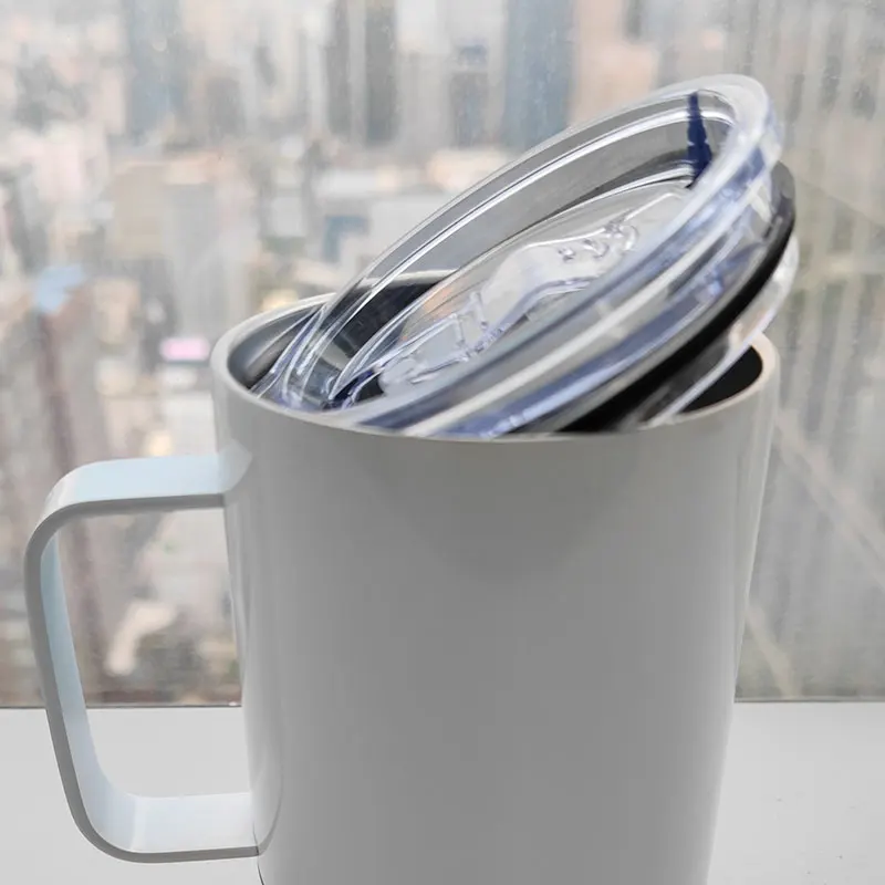 US warehouse free shipping12oz coffee beer camping sublimation straight tumbler mugs with Handle and Lid