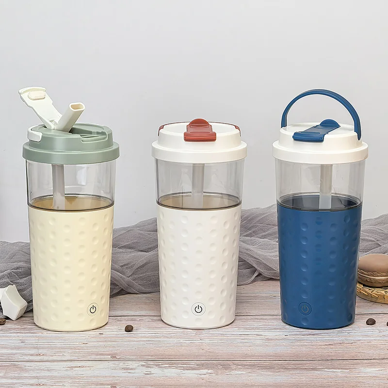 BPA Free Food Grade Contact Multiple Drinking Options Bottle Three Color Coffce/milkshake /Electric Shaker Bottles for Protein