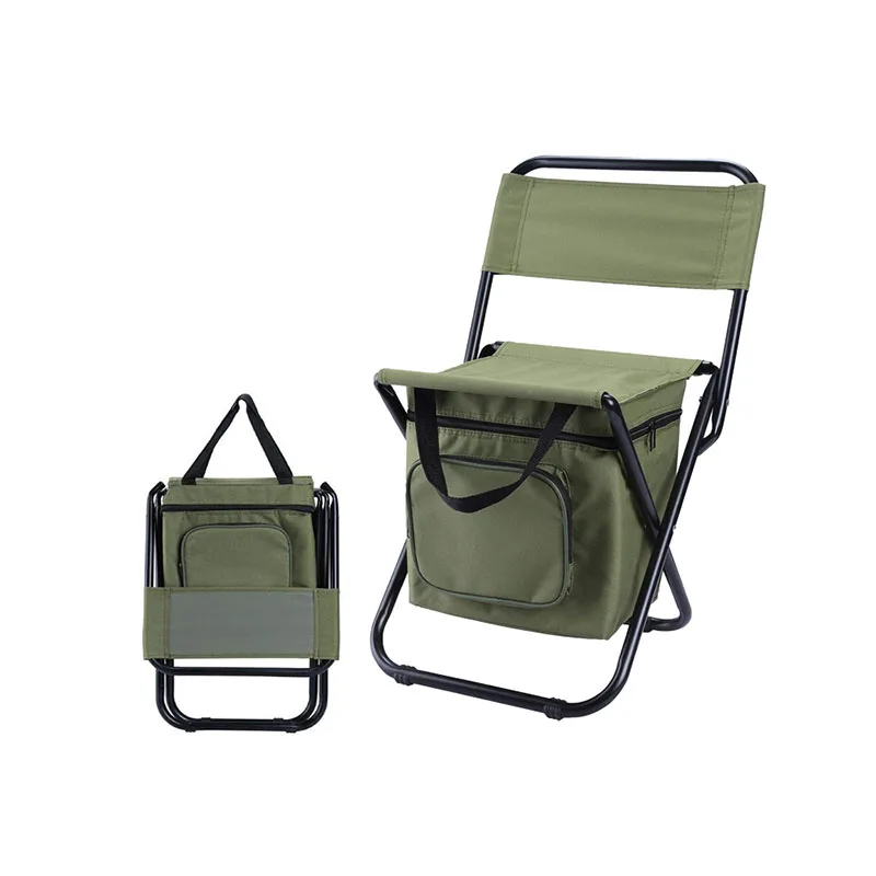 Portable Folding Outdoor Cooler Bag Chair With Storage Bag And Backrest Insulation Function 3-in-1 Leisure Camping Fishing Chair