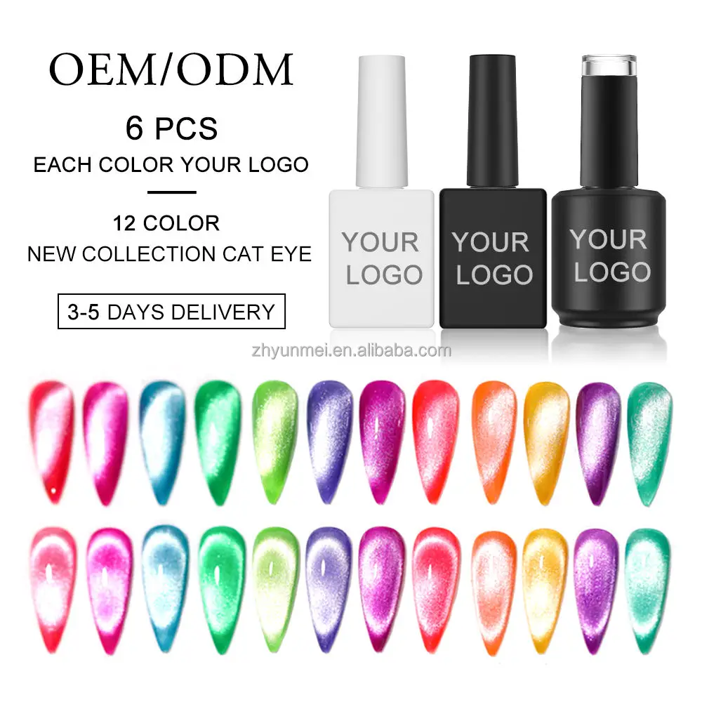 Private Label OEM ODM UV Gel Nail Polish Set Resin Material LED Lamp Source Cat Eye Model Free Sample At-Home Color Gel Factory
